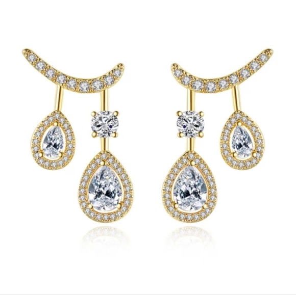 14k gold-plated zirconia drop stud - Picture 6 of 8